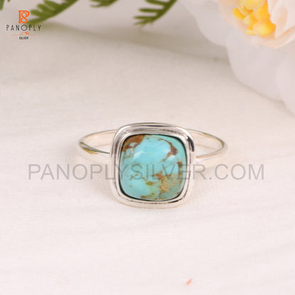 Turquoise Gems 925 Silver Cushion Shape Rings