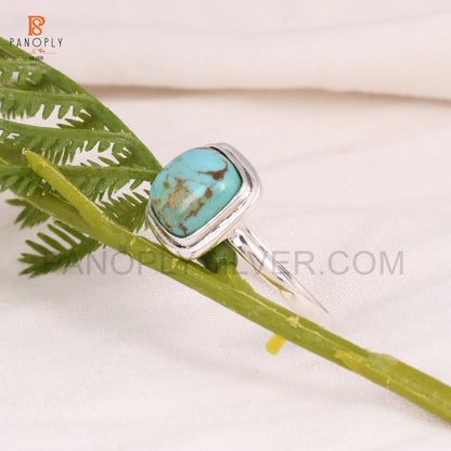 Turquoise Gems 925 Silver Cushion Shape Rings