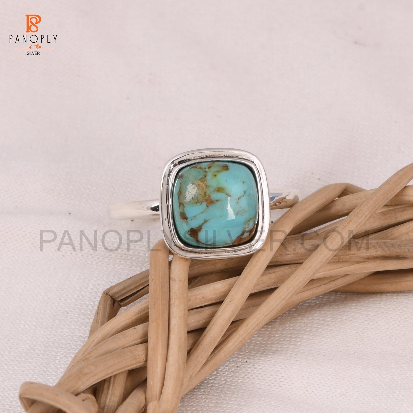 Turquoise Gems 925 Silver Cushion Shape Rings