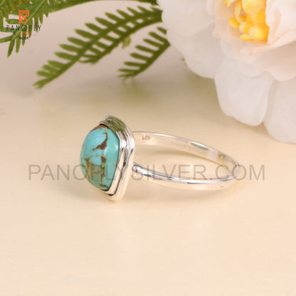 Turquoise Gems 925 Silver Cushion Shape Rings