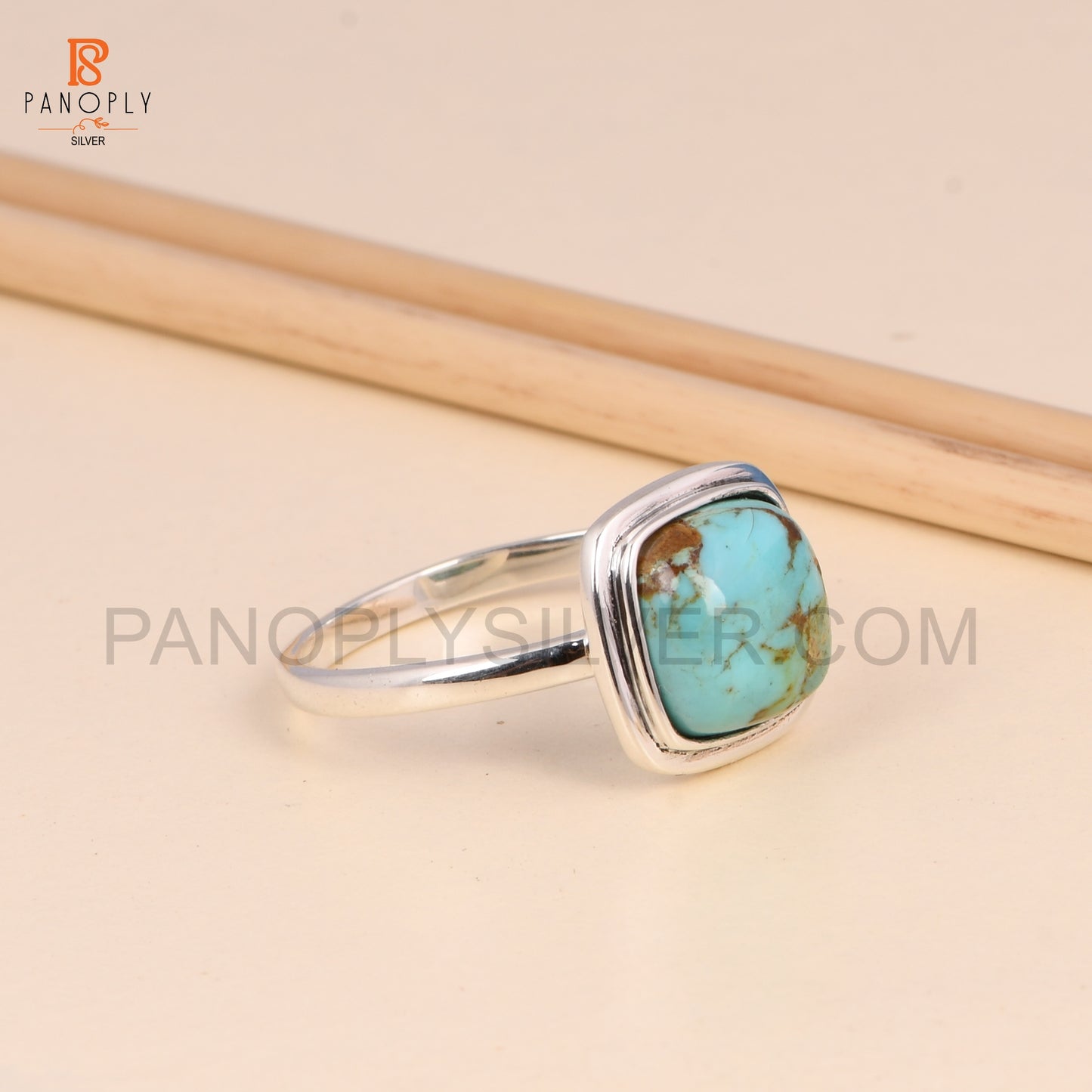Turquoise Gems 925 Silver Cushion Shape Rings