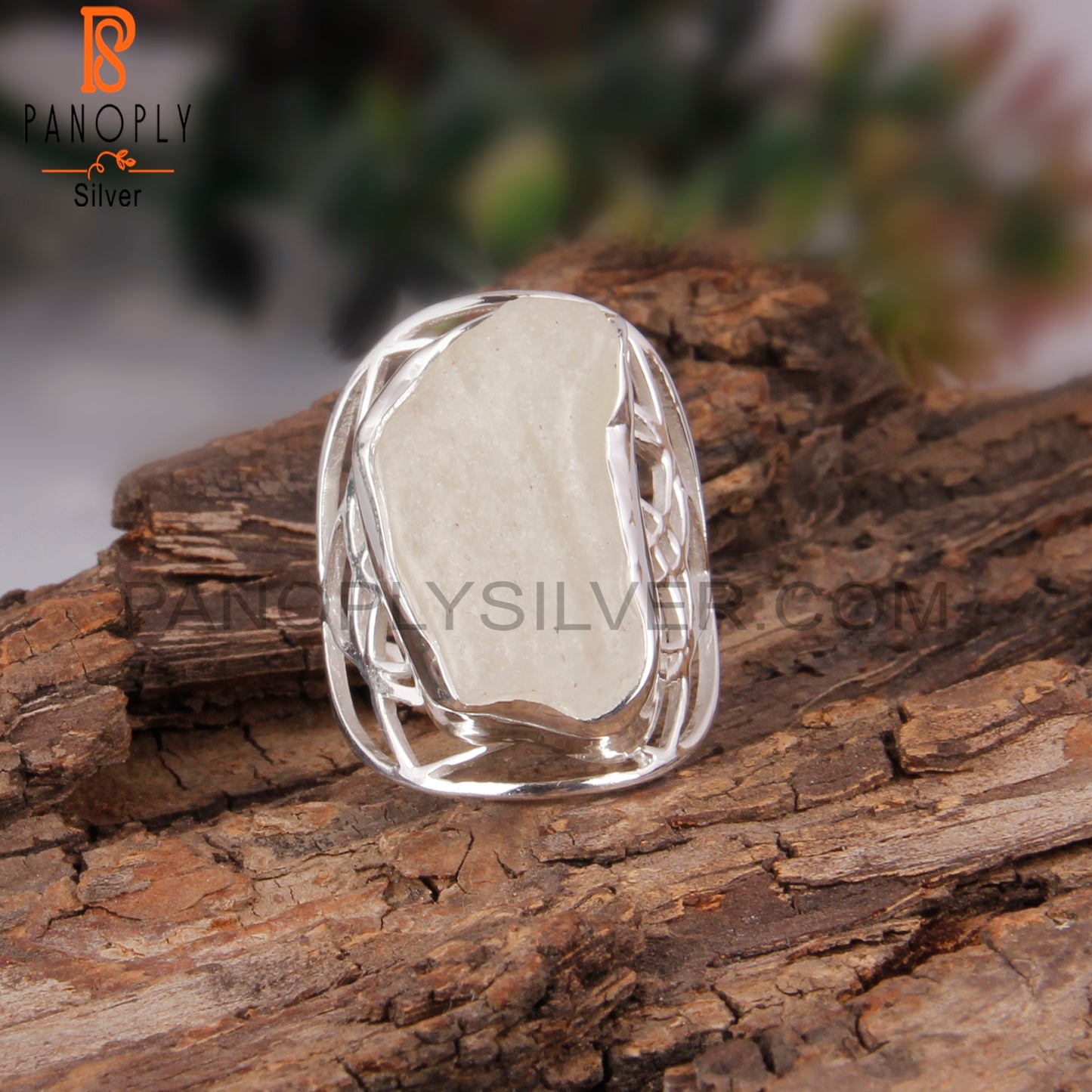 Libyan Desert Glass 925 Sterling Silver Flower Ring