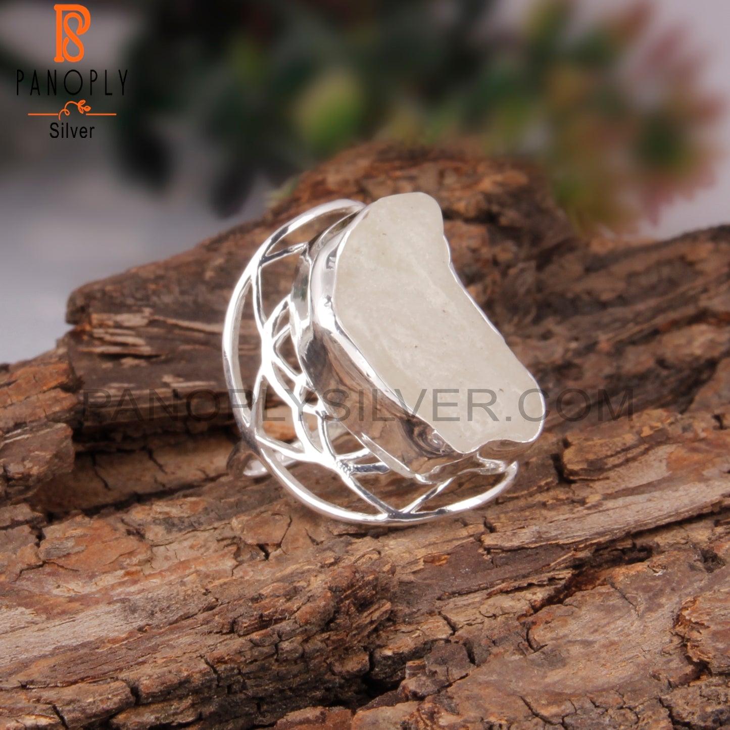 Libyan Desert Glass 925 Sterling Silver Flower Ring