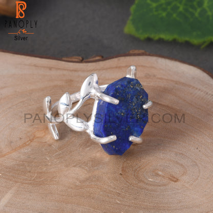 Lapis Raw Leaf With Branch Rings