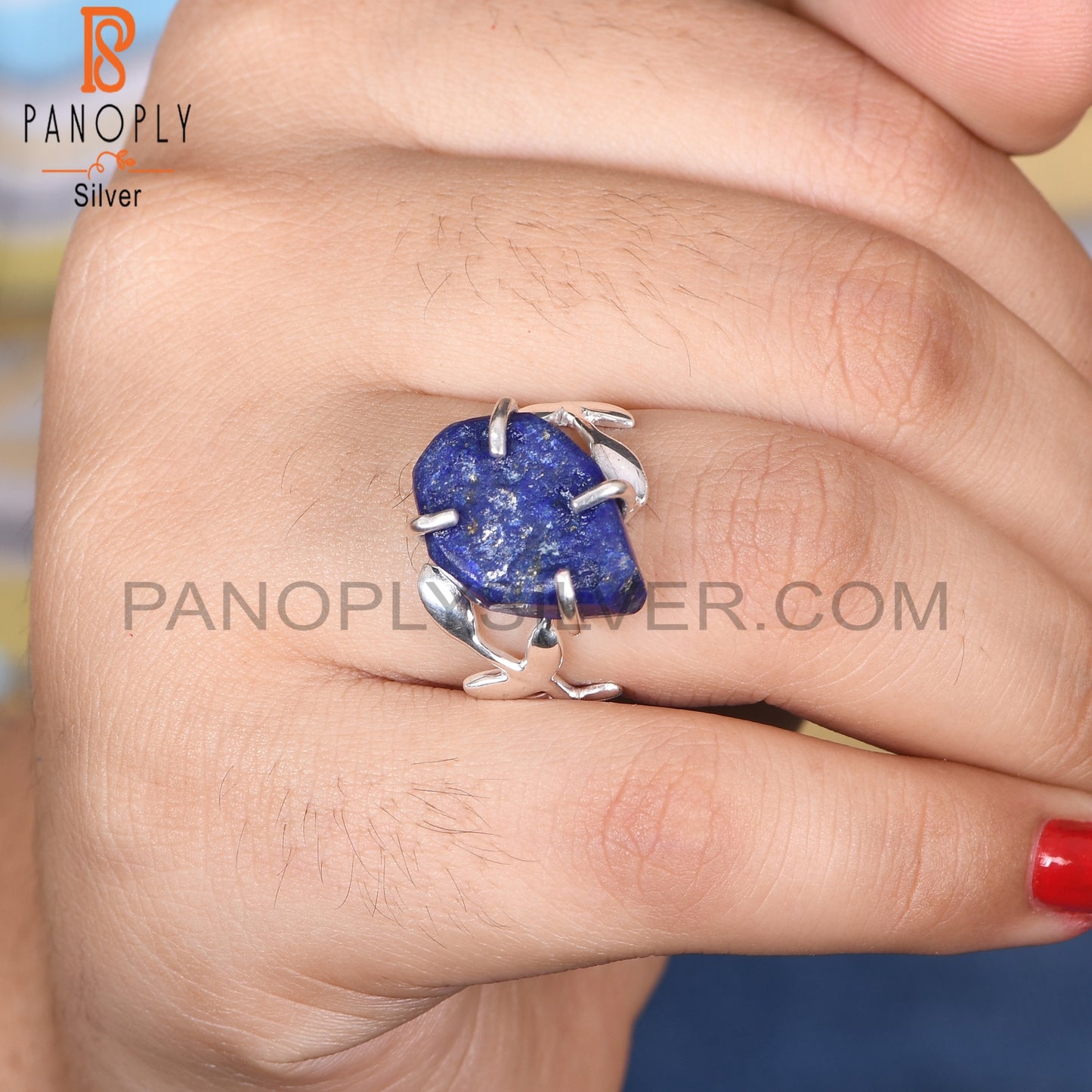 Lapis Raw Leaf With Branch Rings