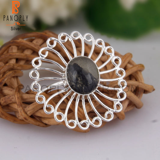 Doublet Apache Gold Crystal Round 925 Silver Rings