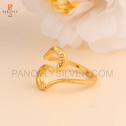 Wave Design Gold-Plated Fashion Ring, Hammered Texture Jewelry