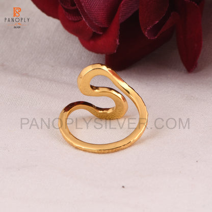 Wave Design Gold-Plated Fashion Ring, Hammered Texture Jewelry