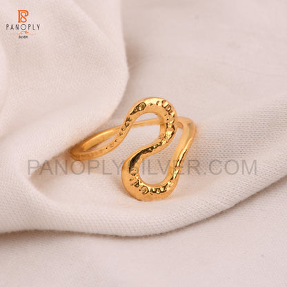 Wave Design Gold-Plated Fashion Ring, Hammered Texture Jewelry