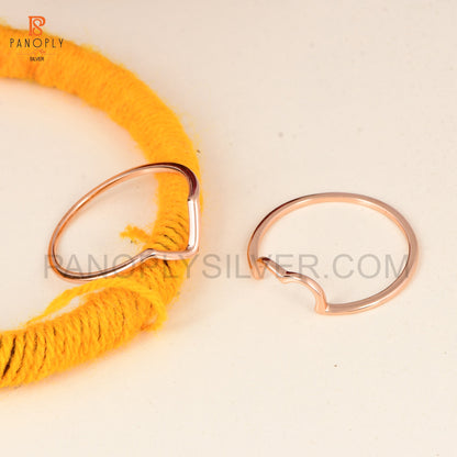 925 Silver Rose Gold Double Band Heart Ring