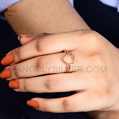 925 Silver Rose Gold Double Band Heart Ring