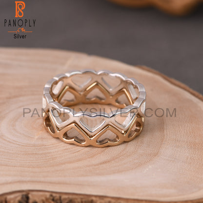 925 Quality Double Heart Band Couple Promise Rings