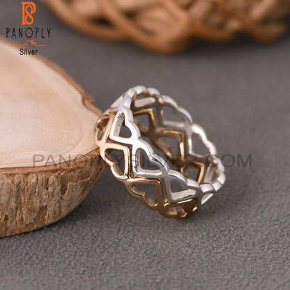 925 Quality Double Heart Band Couple Promise Rings