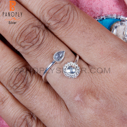 Casual Black Rutile Pear 925 Sterling Silver Rings