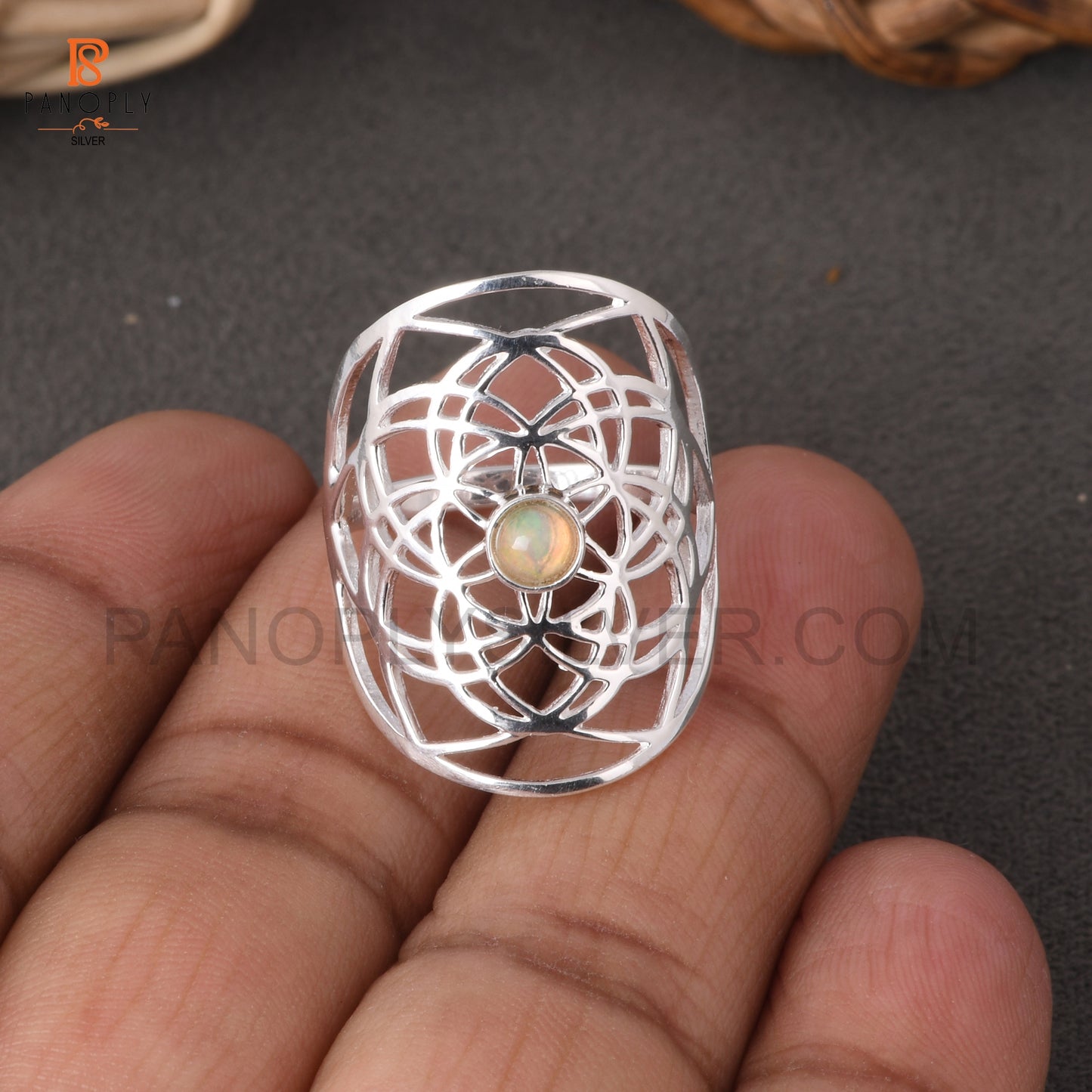 Ethiopian Opal Mandala Filigree Design Rings