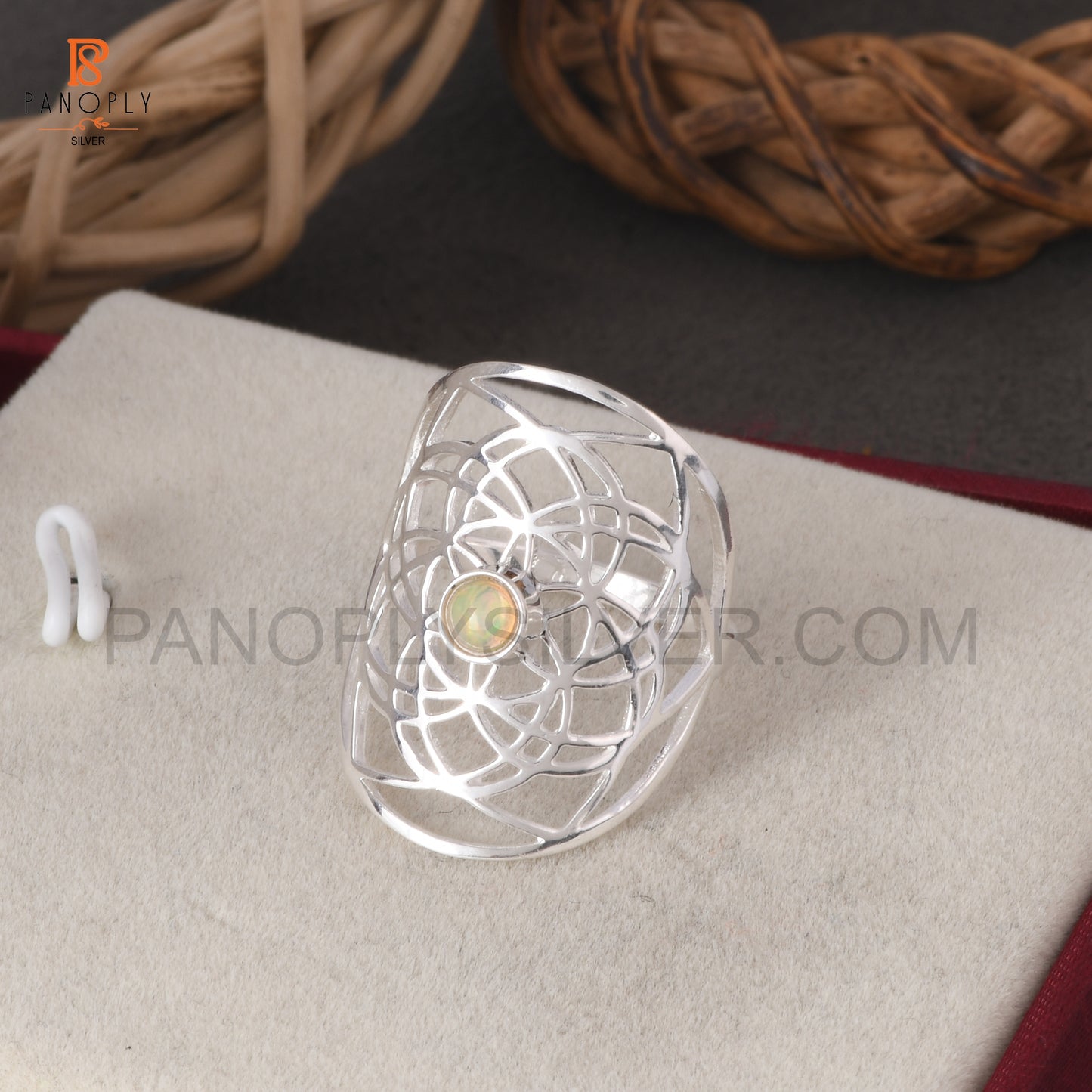 Ethiopian Opal Mandala Filigree Design Rings