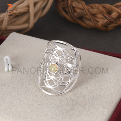 Ethiopian Opal Mandala Filigree Design Rings
