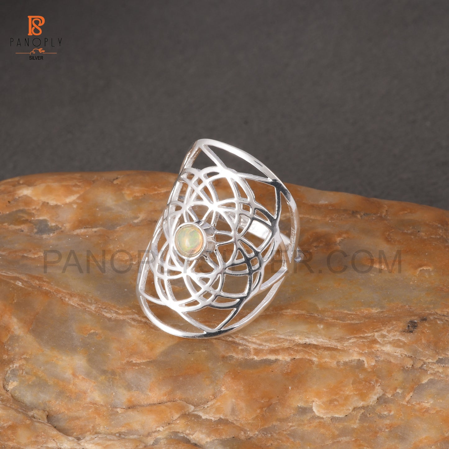 Ethiopian Opal Mandala Filigree Design Rings