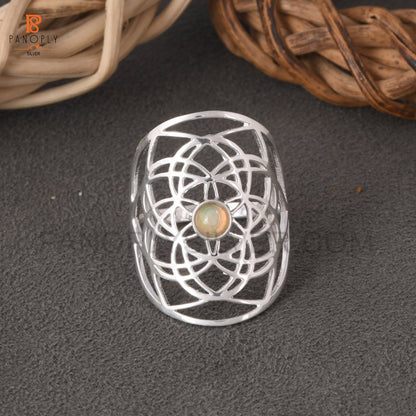 Ethiopian Opal Mandala Filigree Design Rings