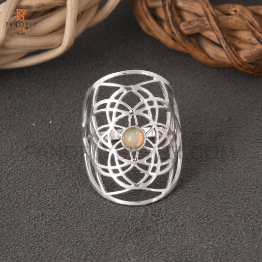 Ethiopian Opal Mandala Filigree Design Rings
