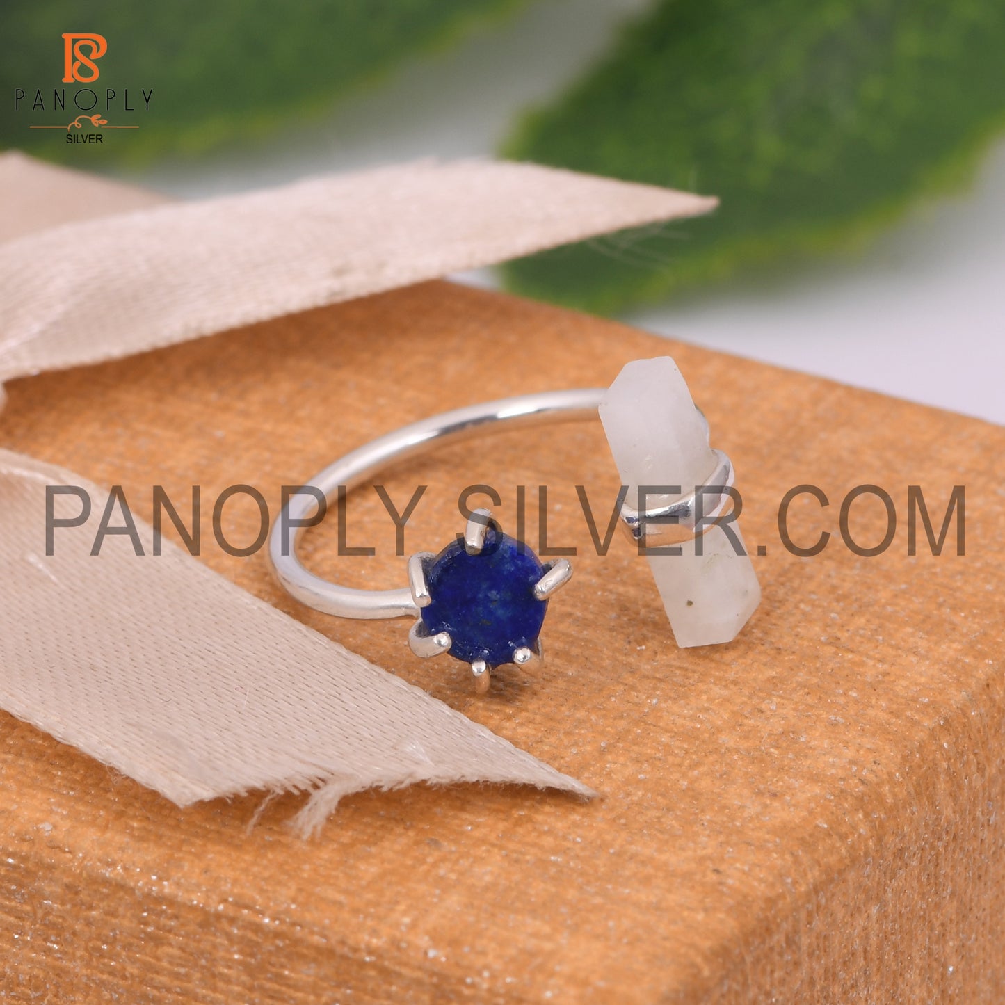 Lapis & Rainbow Moonstone 925 Sterling Silver Ring