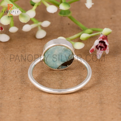 925 Sterling Silver Mojave Amazonite Peace Ring for Women Minimalist Statement Ring