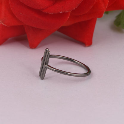 925 Silver Double Bar Black Plated Ring