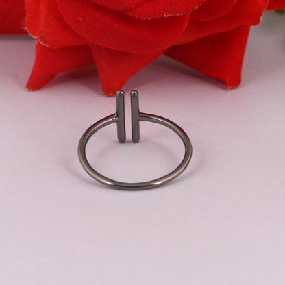 925 Silver Double Bar Black Plated Ring
