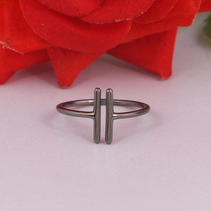 925 Silver Double Bar Black Plated Ring