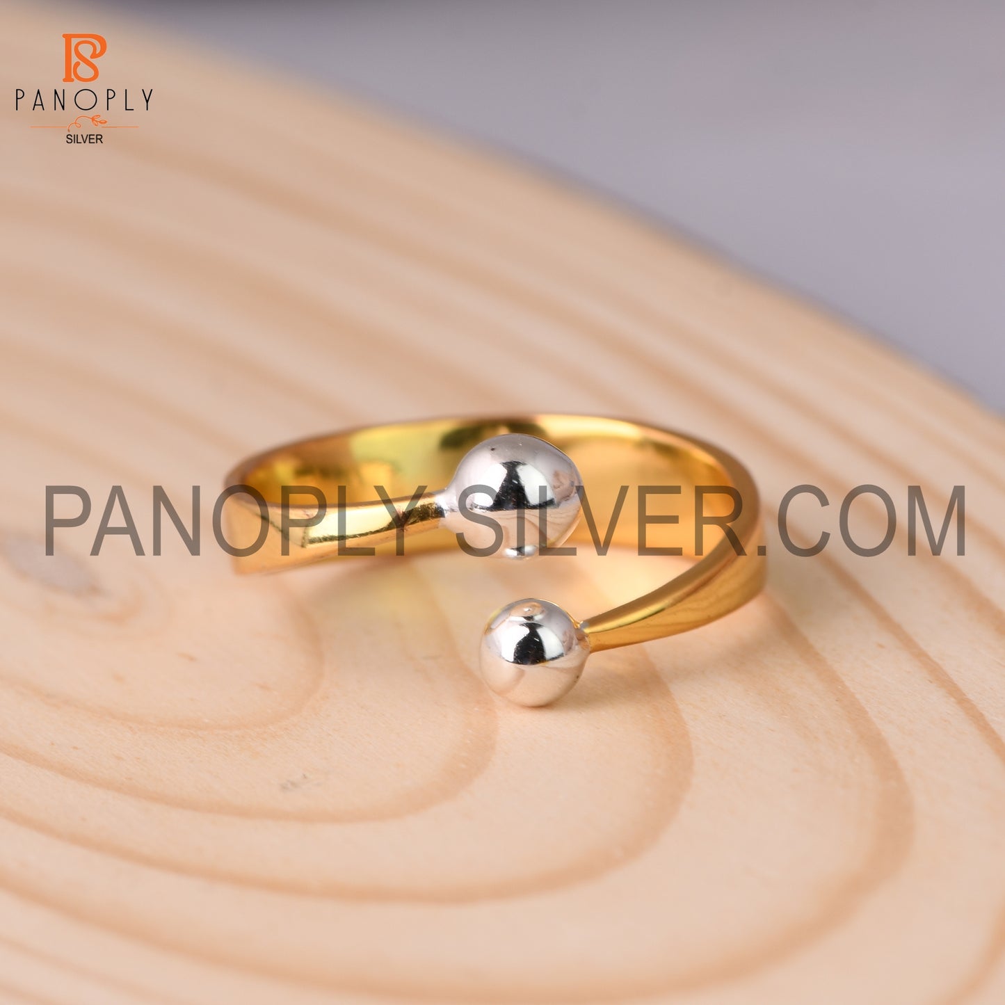 Hammered 925 Sterling Silver Gold Twist Design Band Rings