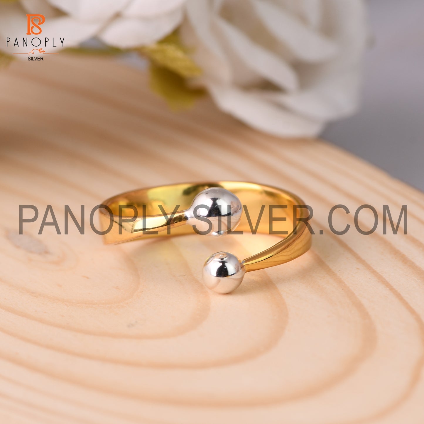 Hammered 925 Sterling Silver Gold Twist Design Band Rings