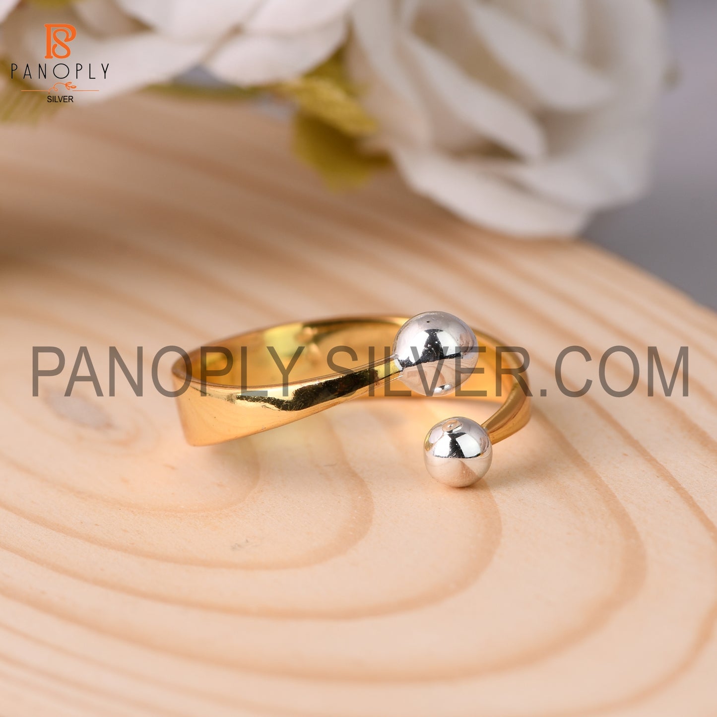 Hammered 925 Sterling Silver Gold Twist Design Band Rings