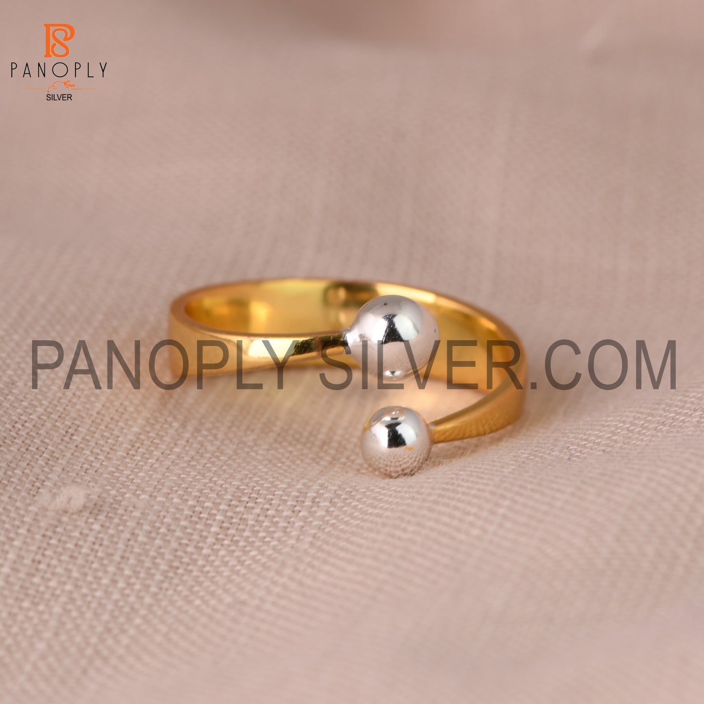 Hammered 925 Sterling Silver Gold Twist Design Band Rings