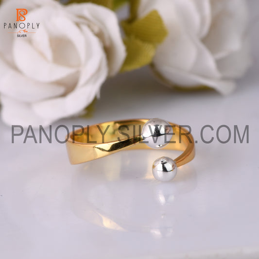 Hammered 925 Sterling Silver Gold Twist Design Band Rings