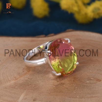 925 Quality Finding Silver Prong Set Watermelon Ring