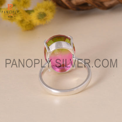 925 Quality Finding Silver Prong Set Watermelon Ring