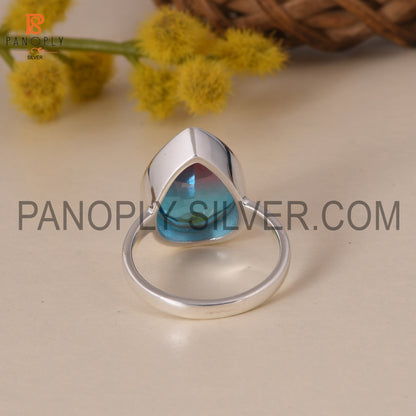 Alexandrite Doublet Quartz  Bezel 925 Silver Rings