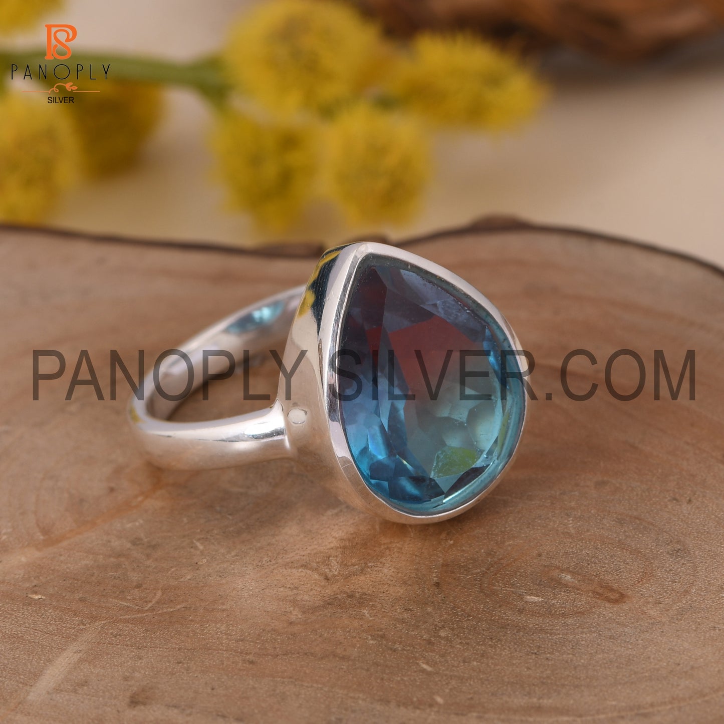 Alexandrite Doublet Quartz  Bezel 925 Silver Rings