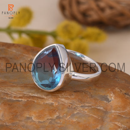 Alexandrite Doublet Quartz  Bezel 925 Silver Rings