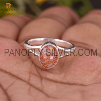 925 Sterling Silver Sun Stone Split Band Ring For Women
