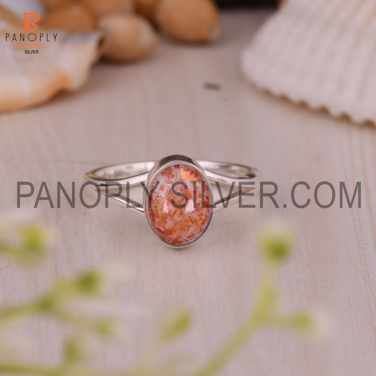 925 Sterling Silver Sun Stone Split Band Ring For Women