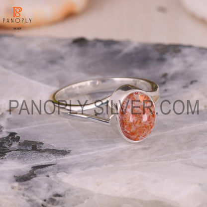 925 Sterling Silver Sun Stone Split Band Ring For Women