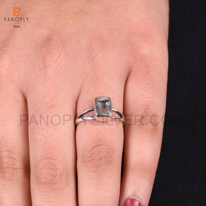 Crystal Quartz Octagon Shape Split Band Rings