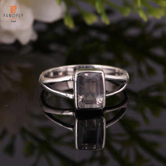 Crystal Quartz Octagon Shape Split Band Rings
