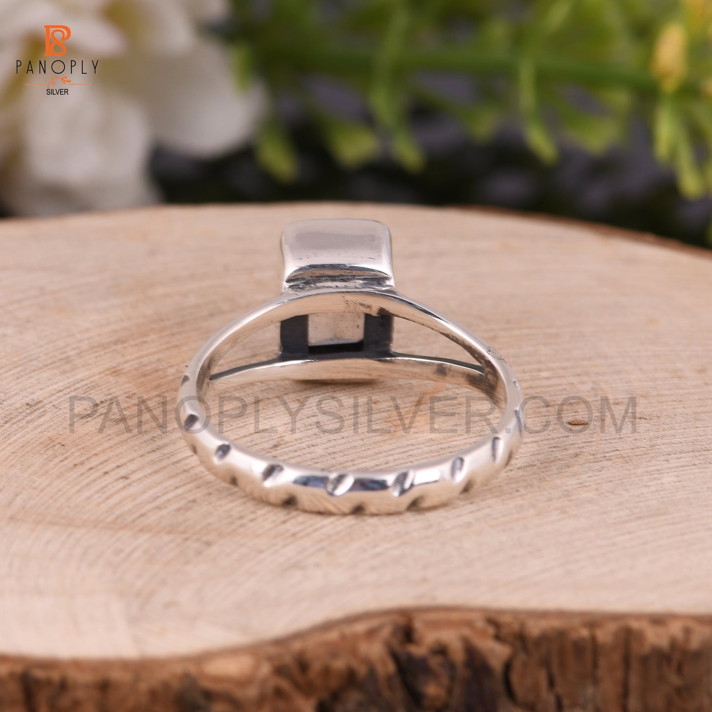 Crystal Quartz Octagon Shape Split Band Rings