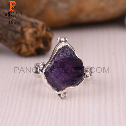 Amethyst Row Rough Oxidized Plated Rings
