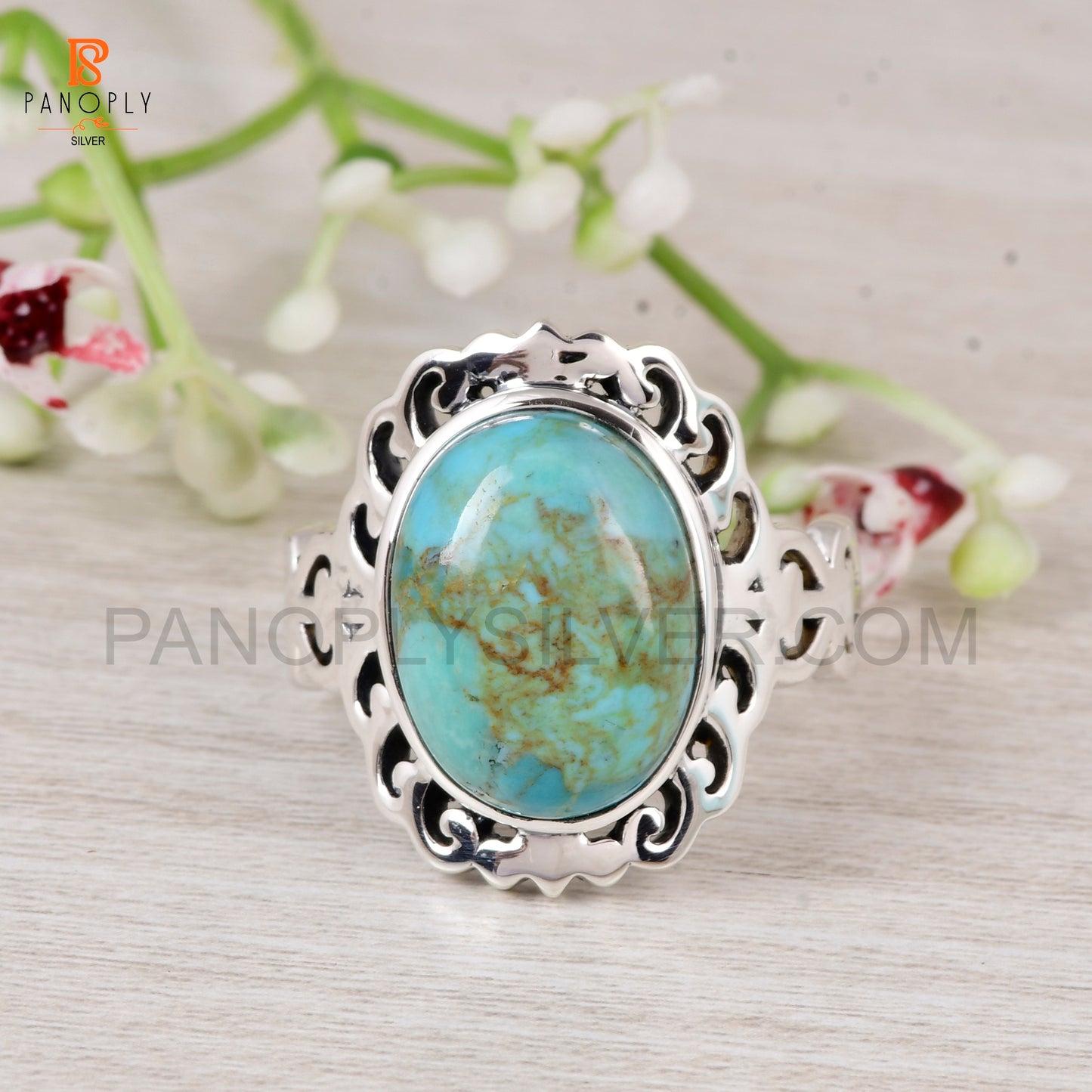 925 Sterling Silver Rings for Women Kingman terquoes stone Ring for Men
