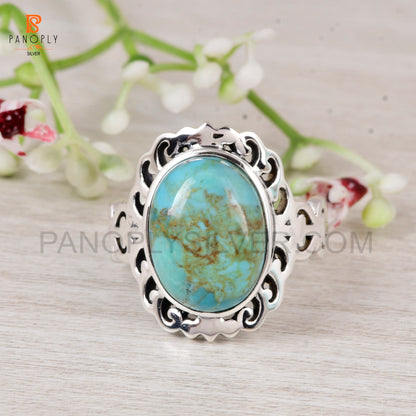 925 Sterling Silver Rings for Women Kingman terquoes stone Ring for Men