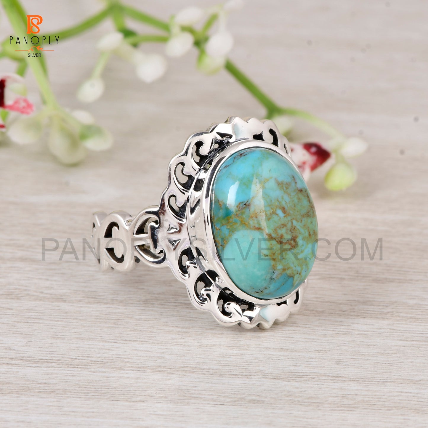 925 Sterling Silver Rings for Women Kingman terquoes stone Ring for Men