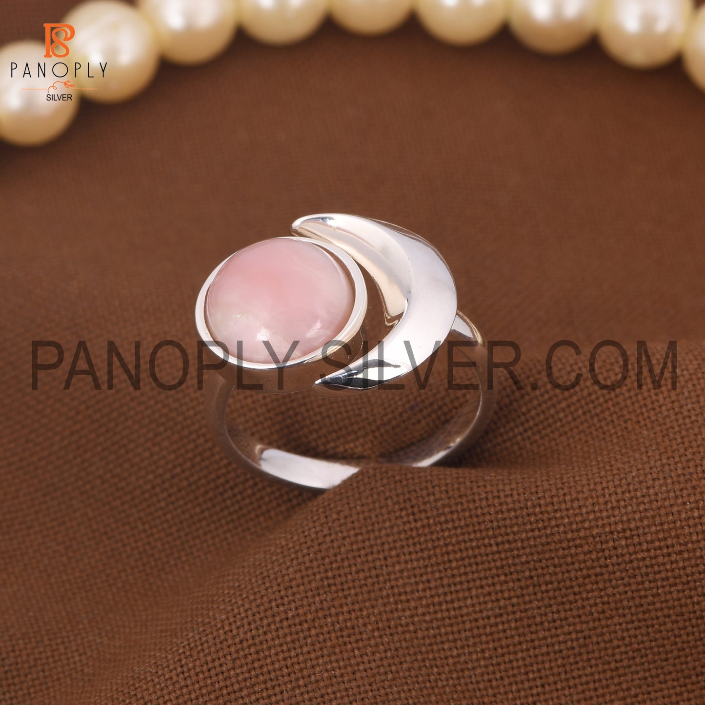 925 Silver Mother Of Pearl Gem Moon & Round Rings